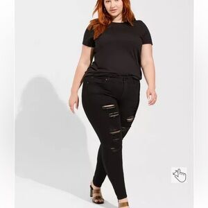 Torrid Bombshell Skinny Premium Stretch High-Rise Destructed Jeans Sz 16T